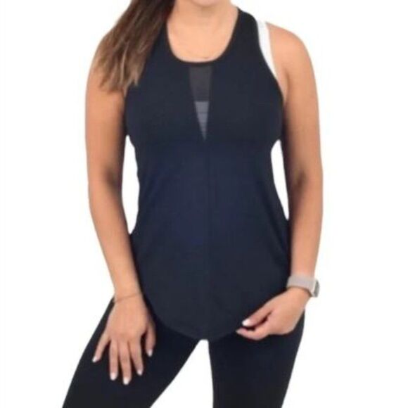 Zyia Black Effortless Mesh V Neck Racerback Tank Top Size XXL - Picture 1 of 6